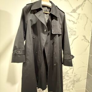 Classic Black Men's Trench Coat - Timeless Double-Breasted Style